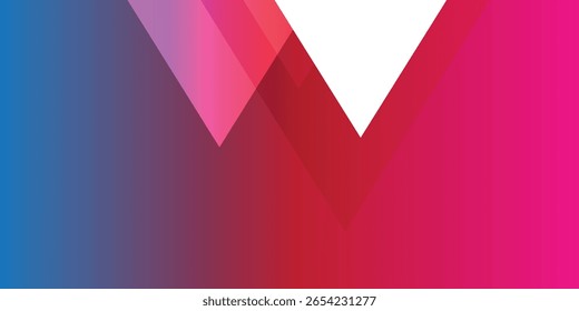 Vibrant Abstract V Shape Design With Gradient Colors of Blue, Pink, and Red Creating a Modern Background. Perfect for Branding, Art, or Tech Themed Visuals.
