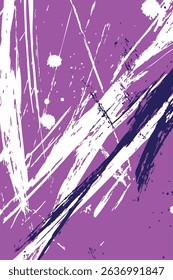 Vibrant abstract vector art. Dynamic white and dark purple strokes and splatters on a bright pink magenta background, creating an energetic, modern design.