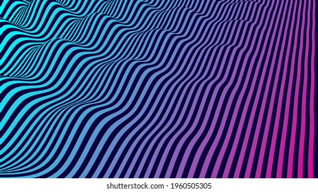 Vibrant abstract vector background, with blue and violet waving parallel lines.