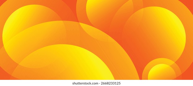 Vector abstracto vibrante con Formas circulares naranjas y amarillas brillantes. Fondo geométrico moderno ideal para Anuncios, cubiertas y diseños digitales.