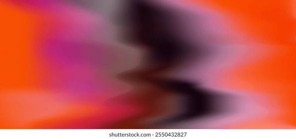 Ilustración vectorial abstracta vibrante con un patrón en zigzag en tonos de naranja, púrpura y magenta, creando un efecto de degradado dinámico con transiciones de color suaves.