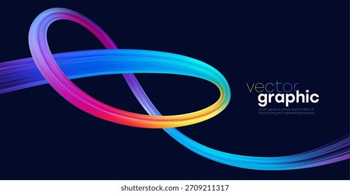 Una vibrante Ilustración vectorial abstracta con bucles de cinta de neón sobre un fondo azul oscuro para un diseño moderno.