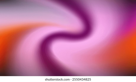 Ilustração vibrante de vetor abstrato com uma mistura de gradiente em espiral de tons rosas, roxas, laranja e vermelhas. O fluxo dinâmico cria uma sensação de movimento e energia, perfeita para os projetos artísticos modernos.