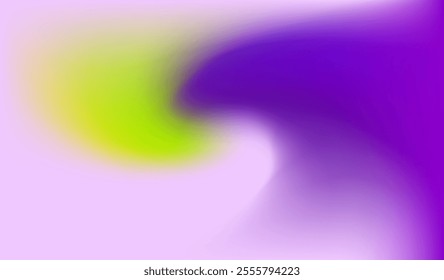 Vibrant abstract vector illustration with a swirling gradient blend of green and purple tones. The dynamic flow creates a sense of motion and energy, perfect for modern artistic designs.