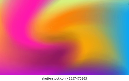 Vibrant abstract vector illustration with a swirling gradient blend of pink, purple, orange, and blue tones. The dynamic flow creates a sense of motion and energy, perfect for modern artistic designs.