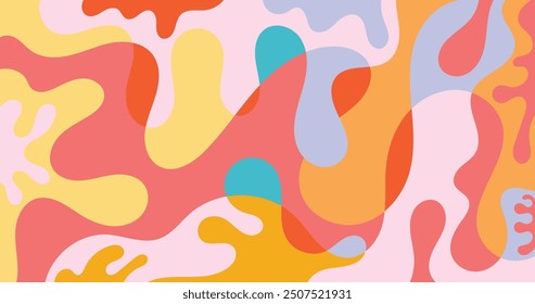 Patrón de Vector abstracto vibrante con Formas fluidas y orgánicas en tonos cálidos y pastel. Perfecto para usar en fondos, textiles, papel de regalo y decoración moderna