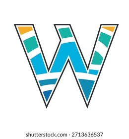 Lebhaftes abstraktes W-Logo-Design mit bunten Streifen für Branding und Marketing.