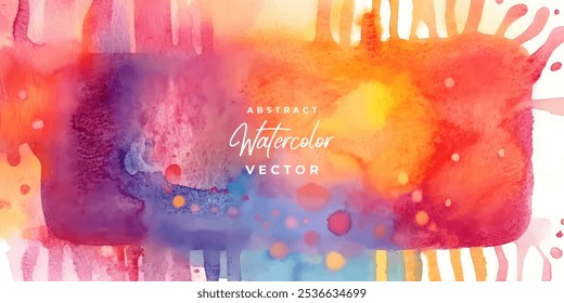 A vibrant and abstract watercolor background with splashes of pink, orange, and yellow colors.