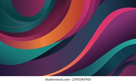 Vibrant Abstract Wavy Background with Bold Colors Futuristic Fluid Design