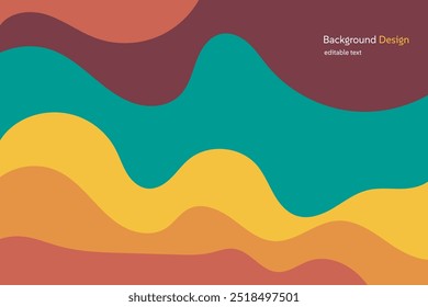 Vibrant abstract wavy background with layered colors in orange, yellow, and teal tones. Perfect for modern designs, posters, branding, and digital projects, offering a bold and creative aesthetic.