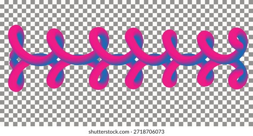 Diseño ondulado abstracto vibrante con las curvas fluidas rosadas y azules del gradiente en fondo transparente