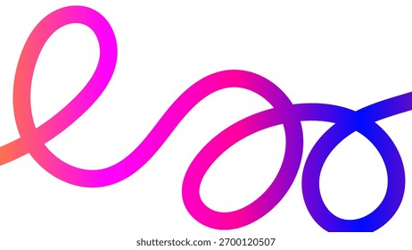 Vibrant Abstract Wavy Gradient Line and Scribble Design. Retro 80s or 90s Style Dynamic Swirls and Curly Elements