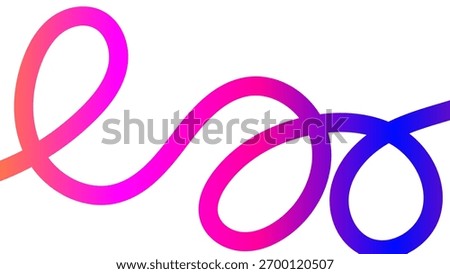 Vibrant Abstract Wavy Gradient Line and Scribble Design. Retro 80s or 90s Style Dynamic Swirls and Curly Elements