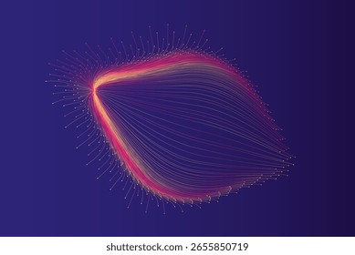 Vibrant Abstract Wavy Lines with Dots on Dark Background