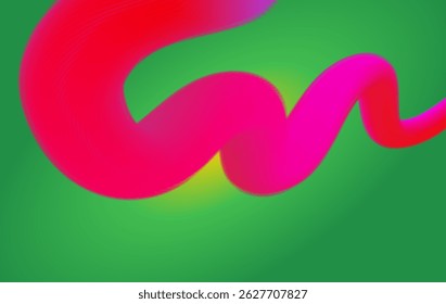 "Vibrant abstract wavy shape in hot pink and magenta on a green gradient background. Eye-catching fluid motion design perfect for digital art, posters, modern web banners, or creative backgrounds."