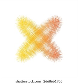 A vibrant abstract 'X' mark with a warm yellow to orange gradient and a textured, hand-drawn scribble style. Perfect for adding a pop of color to modern digital and print designs.