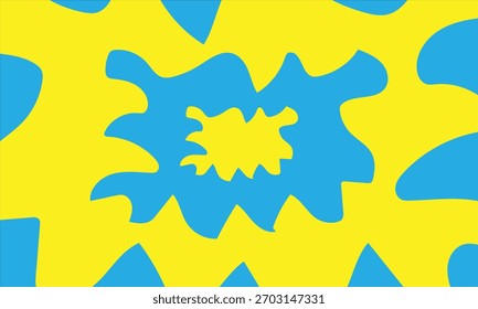 Vibrant Abstract Yellow Blue Pattern with Organic Fluid Shapes Modern Psychedelic Blob Design Featuring Bold Bright Color Shapes
