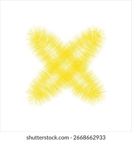 A vibrant, abstract yellow 'X' mark with a grunge, hand-drawn texture. This striking symbol is perfect for adding a pop of color to UI, web, posters, and creative projects.

