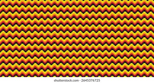 Vibrant Abstract Zigzag Pattern with Gradient Colors in Yellow and Red Hues