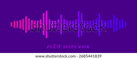 A vibrant abstraction in the form of an audio wave, rendered in gradient shades of pink and purple against a rich purple background. The image symbolizes music, sound, and rhythm.