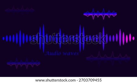 A vibrant abstraction in the form of an audio wave, rendered in gradient shades of pink and purple against a rich purple background. The image symbolizes music, sound, and rhythm.