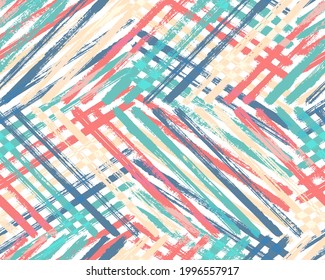 Vibrante diseño de vectores de arte acrílico. Pincel de líneas de lienzo hecho a mano. Pinta acrílica de fondo desordenado.