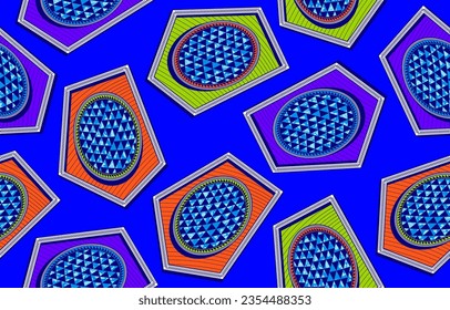 Vibrant African Circle Seamless Pattern, Fashion Artwork, Ethnic Motif in Contemporary Fashion, Cultural Elegance Meets Modern Style, Africa Circle Super Wax Print Design