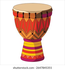 Vibrante Africano djembe tambor ilustração. Ilustração tradicional de percussão manual para festivais de música e conceitos de ritmo global.