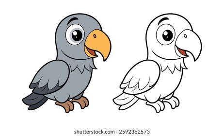 Vibrant African Grey Parrot Coloring Page