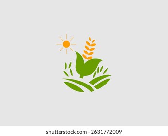 a vibrant agricultural icon depicting green fields