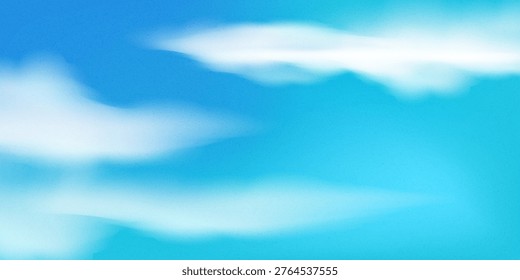 vibrant and airy abstract background depicting a bright blue sky filled with long, wispy white clouds. The entire image is layered with a professional film grain and noise texture, creating a nostalgic retro analog look. This atmospheric visual is ideal for dream-like photo overlays, cinematic website headers, and creative graphic designs that aim for an organic, nostalgic summer feel.