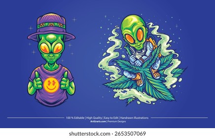 Vibrant Alien Summer Cannabis Design