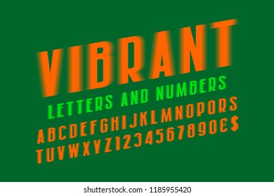 Vibrant alphabet with numbers and currency signs. Orange glowing vibrant font. Isolated english alphabet.