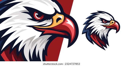 Vibrant American Eagle in USA Colors: Logo, Mascot, Illustration, Vector Graphic for Sport and E-Sport Gaming Teams