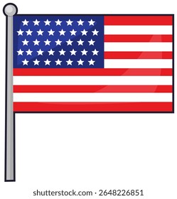 A vibrant American flag waves high, symbolizing freedom and national pride