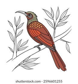 Vibrant Andean Woodcreeper Artwork. Concept of Bird Design.