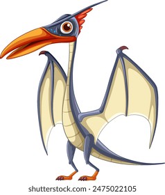 A vibrant, animated flying dinosaur character