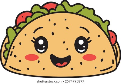 A vibrant and animated taco character vector illustration