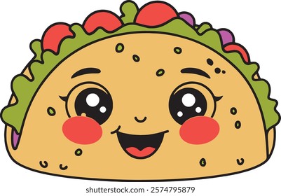 A vibrant and animated taco character vector illustration