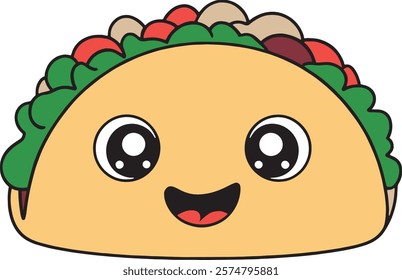 A vibrant and animated taco character vector illustration