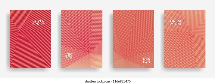 Vibrant annual report design vector collection. Halftone stripes texture cover page layout templates set. Report covers graphic design, business brochure pages corporate templates.