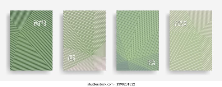 Vibrant annual report design vector collection. Gradient halftone grid texture cover page layout templates set. Report covers geometric design, business booklet pages corporate banners.