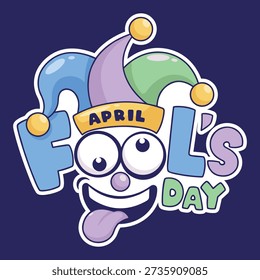 Vibrant April Fool's Day jester graphic with playful cartoon face