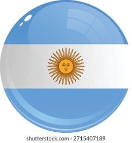 Vibrant Argentina flag featuring a sun emblem and blue and white stripes.