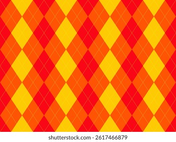 Vibrant argyle pattern in bold red and yellow.  Perfect for backgrounds, textiles, or festive designs.  This dynamic geometric texture evokes energy and warmth.