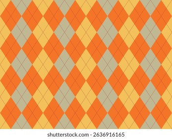 Vibrant argyle pattern in warm autumnal hues.  Perfect for fallthemed designs, website backgrounds, or textile prints.