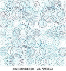 A vibrant arrangement of overlapping blue circles and ripples creating a cool and refreshing geometric pattern. Suitable for modern designs and digital art.