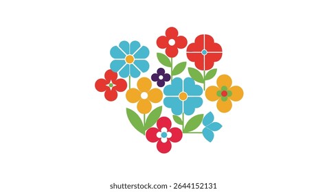 Uma matriz vibrante de flores coloridas florescendo em um arranjo floral caprichoso