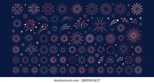 A vibrant array of fireworks exploding in the night sky, creating a dazzling visual spectacle with various colors and patterns.