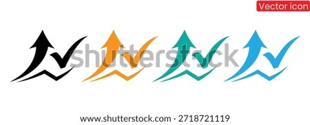 Vibrant arrow checkmark icons in four colors for business success